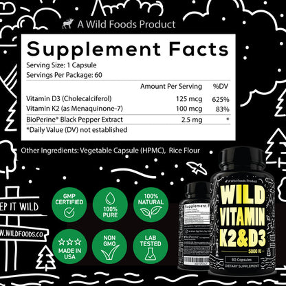 Wild Vitamin K2 & D3 Case of 12 Wholesale Wild Foods