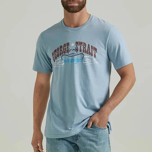 Wrangler Men's George Strait Logo T-Shirt in Ashley Blue Heather