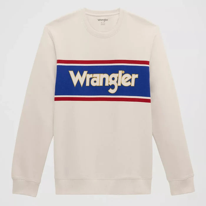Wrangler Men's Legacy Logo Crew Sweatshirt in Antique White