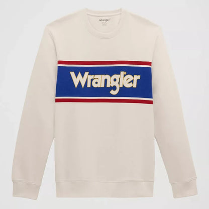 Wrangler Men's Legacy Logo Crew Sweatshirt in Antique White