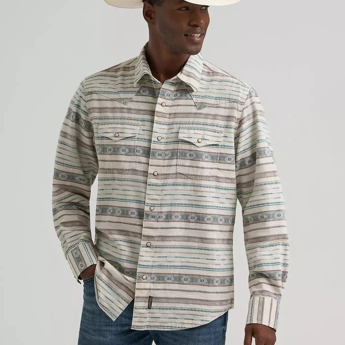 Wrangler Retro Premium Men's L/S Western Snap Shirt in Neutral Serape (Available in Tall Sizes)