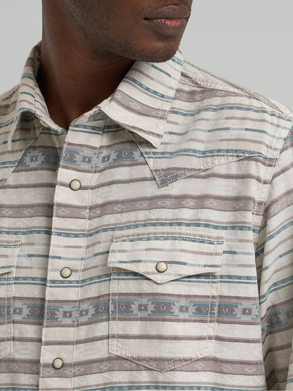 Wrangler Retro Premium Men's L/S Western Snap Shirt in Neutral Serape (Available in Tall Sizes)