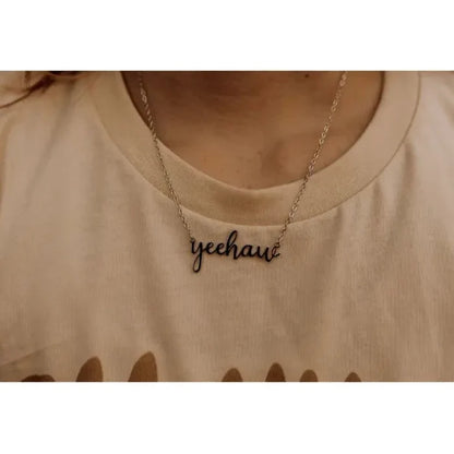 Yeehaw Silver Script Necklace
