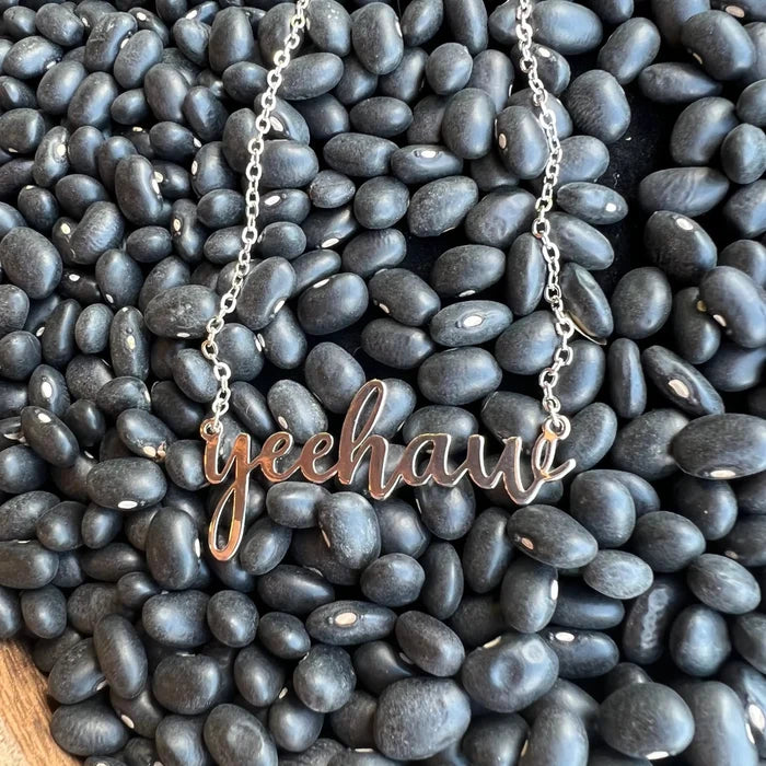 Yeehaw Silver Script Necklace
