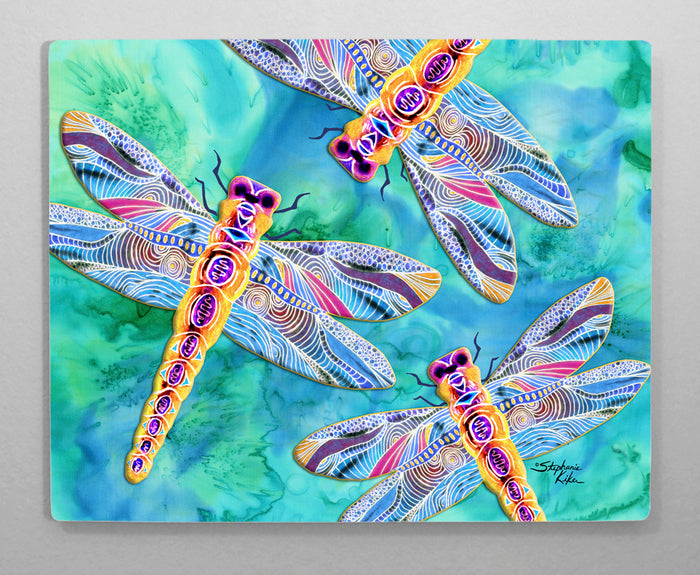 Yellow Dragonflies Aluminum Wall Art