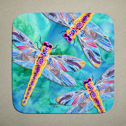 Yellow Dragonflies Coaster