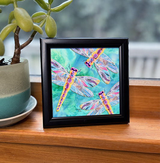Yellow Dragonflies Framed Art